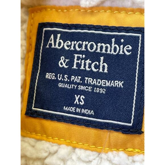 Abercrombie & Fitch Coat Womens XS Yellow Full Zip Sherpa Lined Faux Fur Parka - Picture 11 of 16